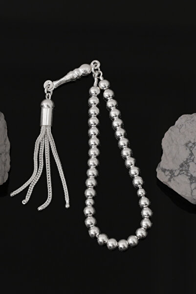 Ventino Silver Düz Küre Kesim Minik Boy 925 Ayar Gümüş Tespih VET-0092