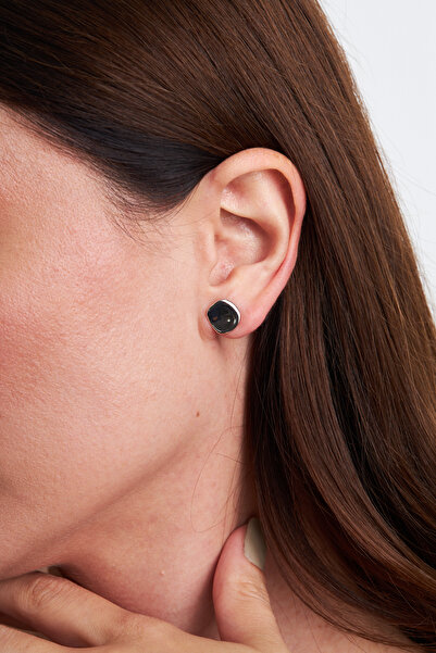 Ventino Silver Plated İnce Oval 925 Ayar Gümüş Kadın Küpe VKP-7449