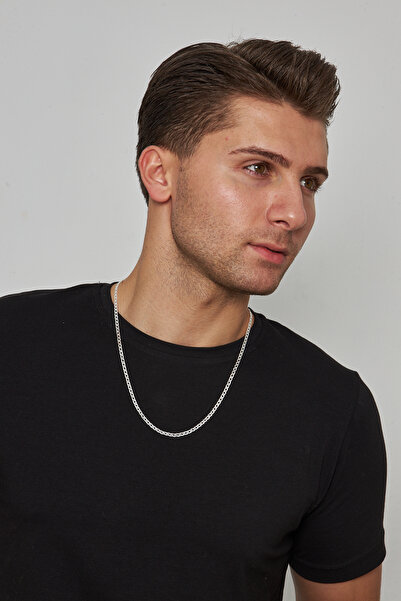 Ventino Silver 4mm Rambo 925 Ayar Gümüş Erkek Zincir Kolye Vek-3015