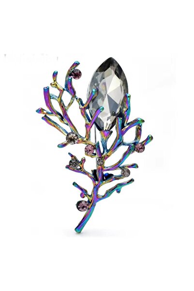 ESJ Kristal Taş 3 Boyutlu Ağaç Dal Kadın Broş 3d Ebat: 5*7,6 Cm