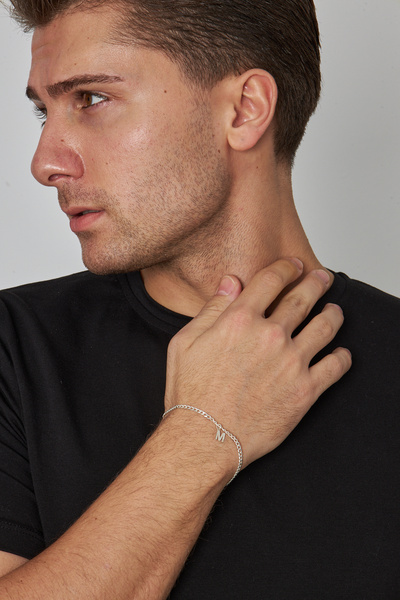 Ventino Silver Özel Harfli 3mm Gurmet 925 Ayar Gümüş Bileklik – Kişiselleştirilebilir ve Şık Tasarım Veh-1001