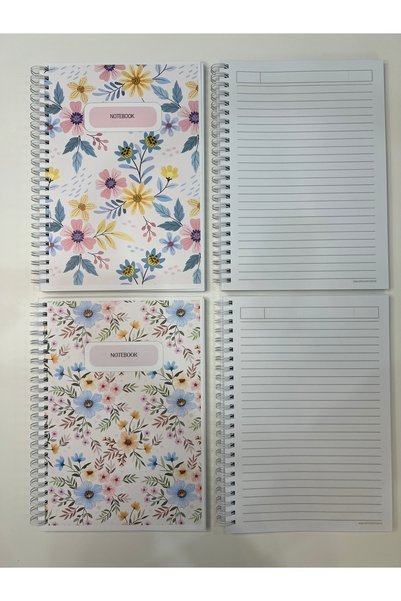 ADA OFİS KIRTASİYE A5 Spiral School Notebook 80 Sheets Cardboard Cover Set of 4 Lined