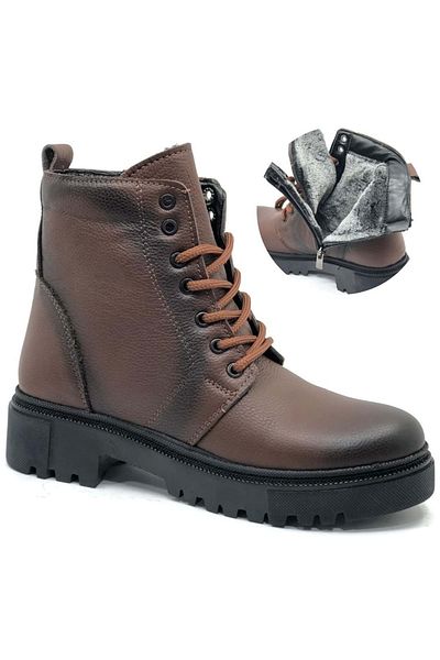 Kids Club Shoes Kocamanlar 4291 - Γυναικείες μπότες από γνήσιο δέρμα Tan