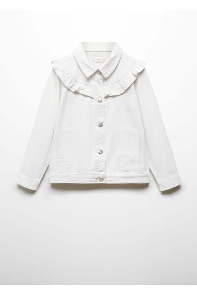 MANGO Kids Τζιν μπουφάν - Λεπτομέρεια βολάν