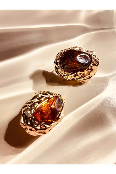 WisstoriaCollections Brass Gold Color Oval Engraved Detail Vintage Women's Earrings
