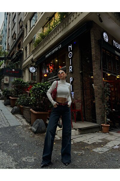 Bubble Women's Slim Fit Slim Fit Half Turtleneck Modal T-Shirt Long Sleeve Crop Sweater