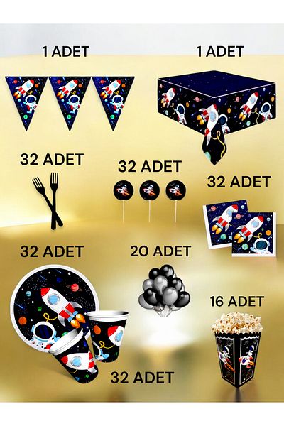 VibeHome Space Themed XL Pack for 32 - Birthday Party and Fun Events