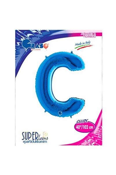 Parti Dükkanım C - بالون فويل حرف أزرق (100 سم)