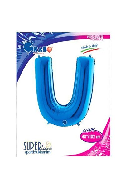Parti Dükkanım بالون على شكل حرف U أزرق (100 سم)
