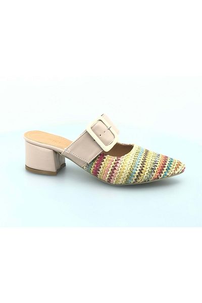 KCMN Feles Closed Toe Women's Daily Heeled Slippers Tan