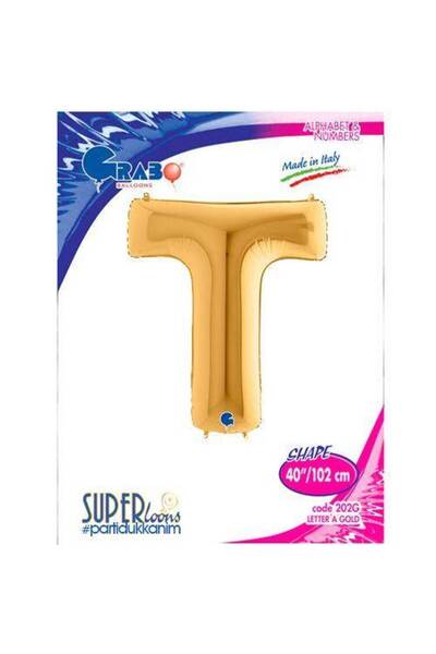 Parti Dükkanım T - Letter Foil Balloon Gold (100 cm)
