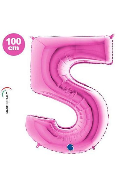 Parti Dükkanım 5 Number Foil Balloon Pink (100 cm)