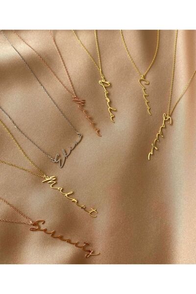 MUDİ GÜMÜŞ Dikey Isimli Trend Kolye