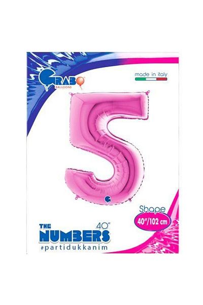 Parti Dükkanım 5 Number Foil Balloon Pink (100 cm)