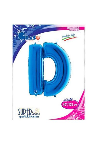 Parti Dükkanım D - Letter Foil Balloon Blue (100 cm)
