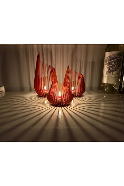 bademüzik Mumluk 3’lü Set Özel Tasarım Dekoratif Obje Kahverengi