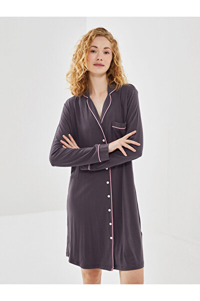 LC Waikiki Lcw Dream Anthracite Shirt Collar Women's Nightgown