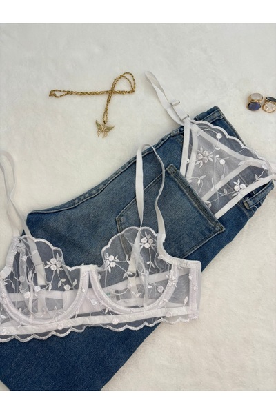 İNKO İÇ GİYİM Floral Underwire Σετ σουτιέν από τούλι χωρίς καπάκι (στρινγκ σουτιέν)