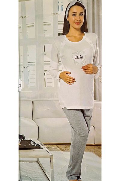 Zen Erdeniz Side Buttoned Maternity Pajamas Set Summer