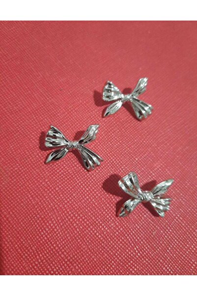 Beyna Ειδικού Σχεδιασμού Ασημένιο Επιμεταλλωμένο Παπιγιόν Μοντέλο Μεταλλικό Κουμπί 2,5 εκ. 1 Συσκευασία 3 Τεμάχια