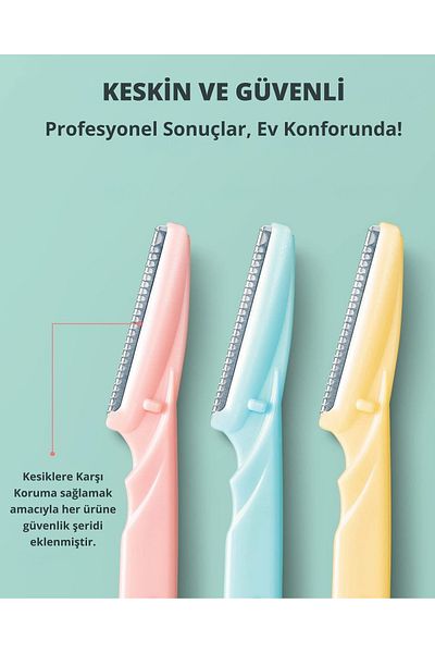 Dermotik Serrated 3-Piece Eyebrow-Whisker-Body Razor Women's Men's Shaving Razor Grooming Hair Removal Set