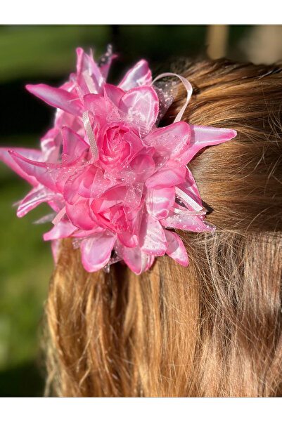 QUEEN AKSESUAR Tendință la modă de lux - satin mare roz, trandafir artificial...