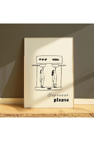 DES VU PRINT Espresso Please Poster, Espresso Kahve Mutfak Temalı Çerçevesiz ...