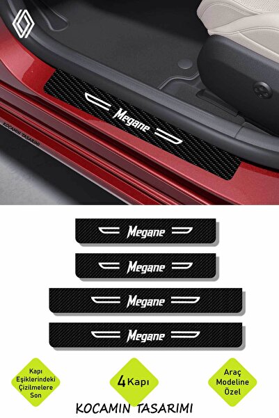 Kocamın Tasarımı Renault Megane Siyah Karbon Kapı Koruma Yazılı Dekoratif Kap...