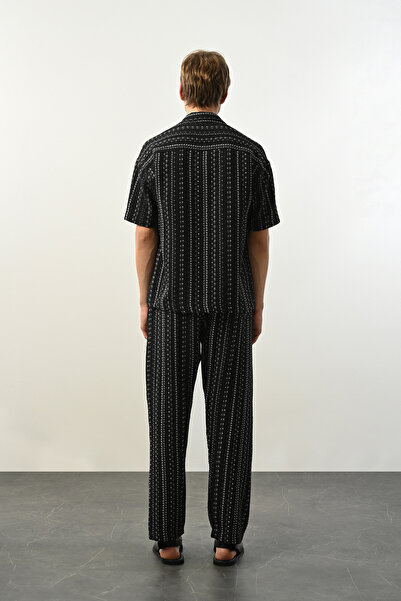 İLKCET MODA Ανδρικό πουκάμισο με σχέδιο λινό πλεκτό