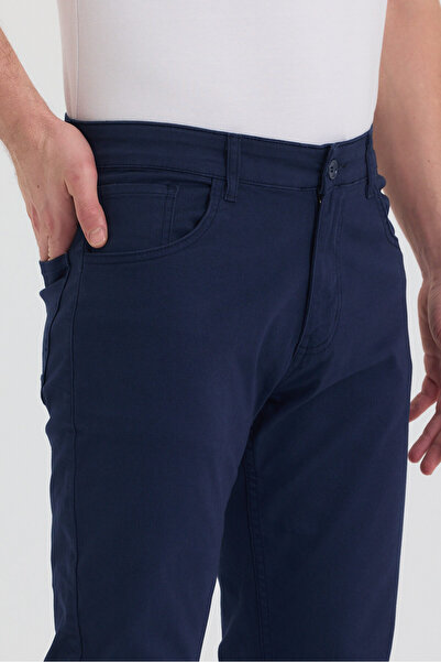 TheSeason Чоловічі темно-сині брюки Slim Fit з еластичного габардину