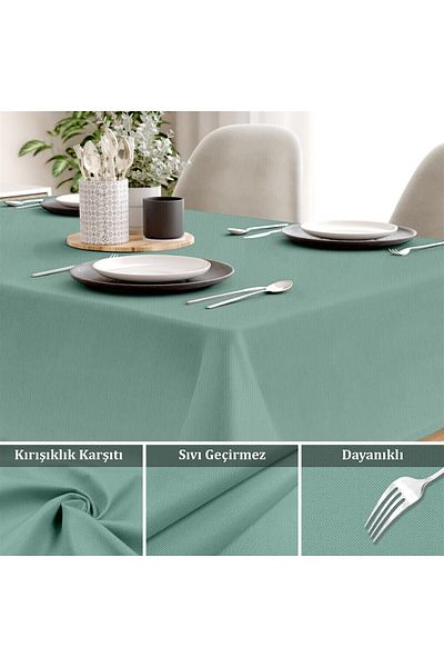 Evim Canvas Glass Green Liquid Proof Stain Resistant Table Cloth