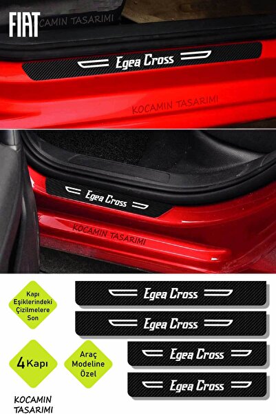 Kocamın Tasarımı Egea Cross Yazılı Fiat Egea Cross Kapı Eşiği Koruyucu Siyah ...