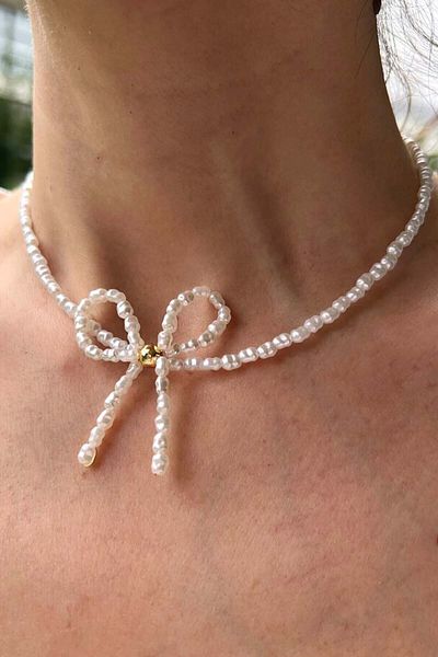 hbtasarim Pearl Bow Necklace