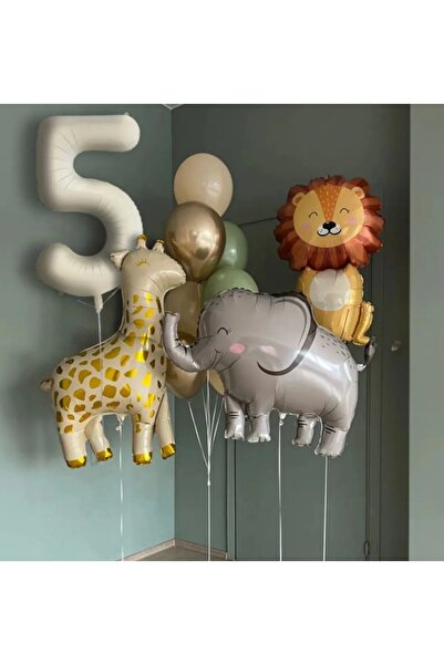aşkın concept Krem Rakam Balon Soft Kahve Renkler Zürafa Aslan Fil Set 5 Yaş ...