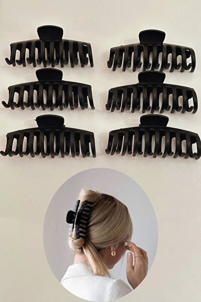 white stars Akix Kadın 6'lı Renkli Büyük Xl Mandal Toka Seti (RENKLİ KISKAÇLI...