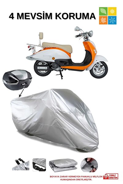 AutoEN MONDİAL 50 ZNU EC ARKA ÇANTA UYUMLU SU GEÇİRMEZ MOTOSİKLET BRANDASI-GRİ