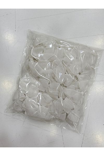 LAYLAEVENTS White Linen Ribbon Premade Bow -40 Pieces