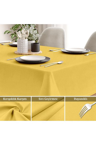 Evim Canvas Yellow Liquid Proof Stain Resistant Tablecloth
