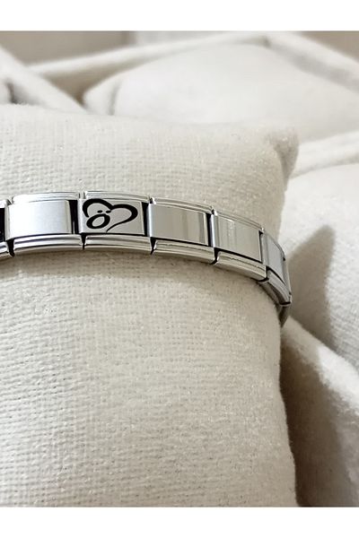 Vamoria Letter O Italian Charm Steel Bracelet with Heart