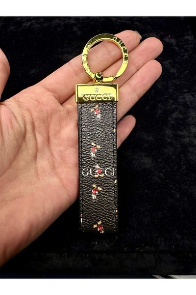 Amber Printed Leather Keychain