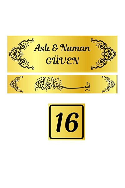 sıradışıhediyem Plăcuță de identificare a ușii din metal argintiu și auriu