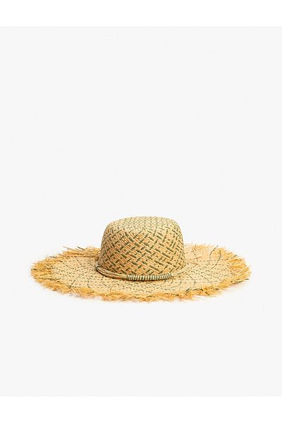 Koton Straw Patterned Hat - Tasseled