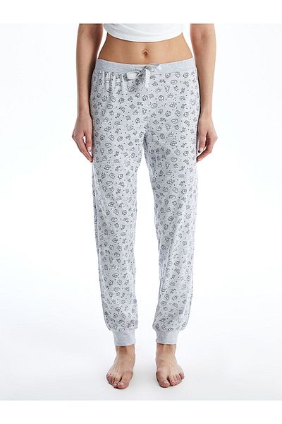 LC Waikiki Pantaloni de pijama Jogger pentru femei cu imprimeu LCWK cu talie elastică