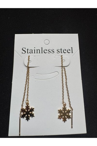İYİ MODA Snowflake Steel Earrings Gift Non Darkening Snowflake Earrings