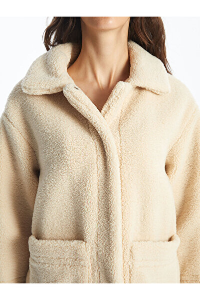 LC Waikiki Női plüss inggalléros kabát