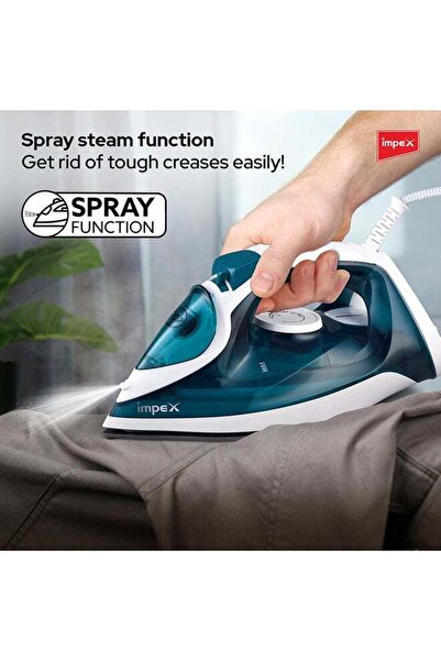 İMPEX Electric Steam Iron Box 2300W Ceramic Coated Sole Plate Super Water Spray IBS402