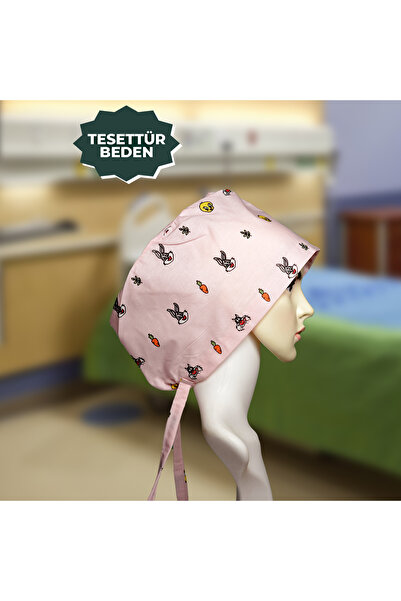 YİĞİTBAŞI Pembe Havuç Doktor Hemşire Aşçı Cerrahi Bone Hastane Anne Bone İş Bandanası Pamuklu Kumaş Lastikli