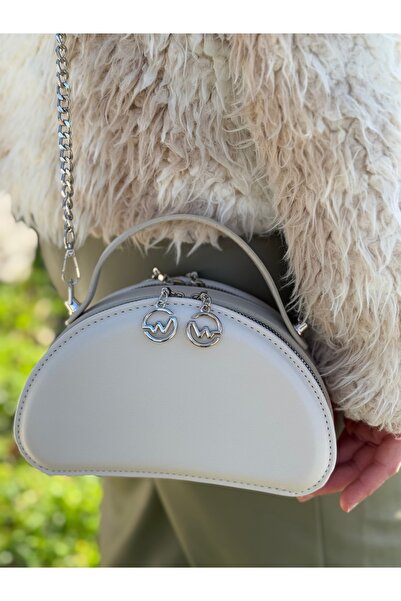 DEV 3 ADAM Geantă de umăr și crossbody pentru femei, cu design elegant, model cutie cremă, cu curea cu lanț cu compartimente