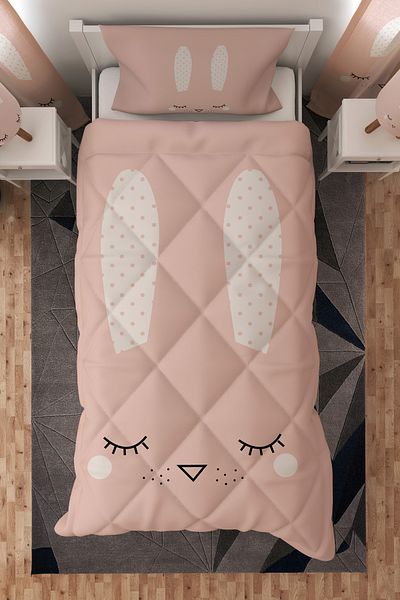 Talia Home Rabbit Patterned Single Children's Quilt Sleeping Set Tlag-239