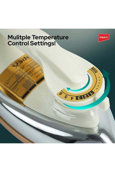 İMPEX صندوق حديدي قوي 2 كجم مع مقياس درجة الحرارة وإيقاف التشغيل التلقائي وطلاء السيراميك 1200 وات IB211 عاجي
